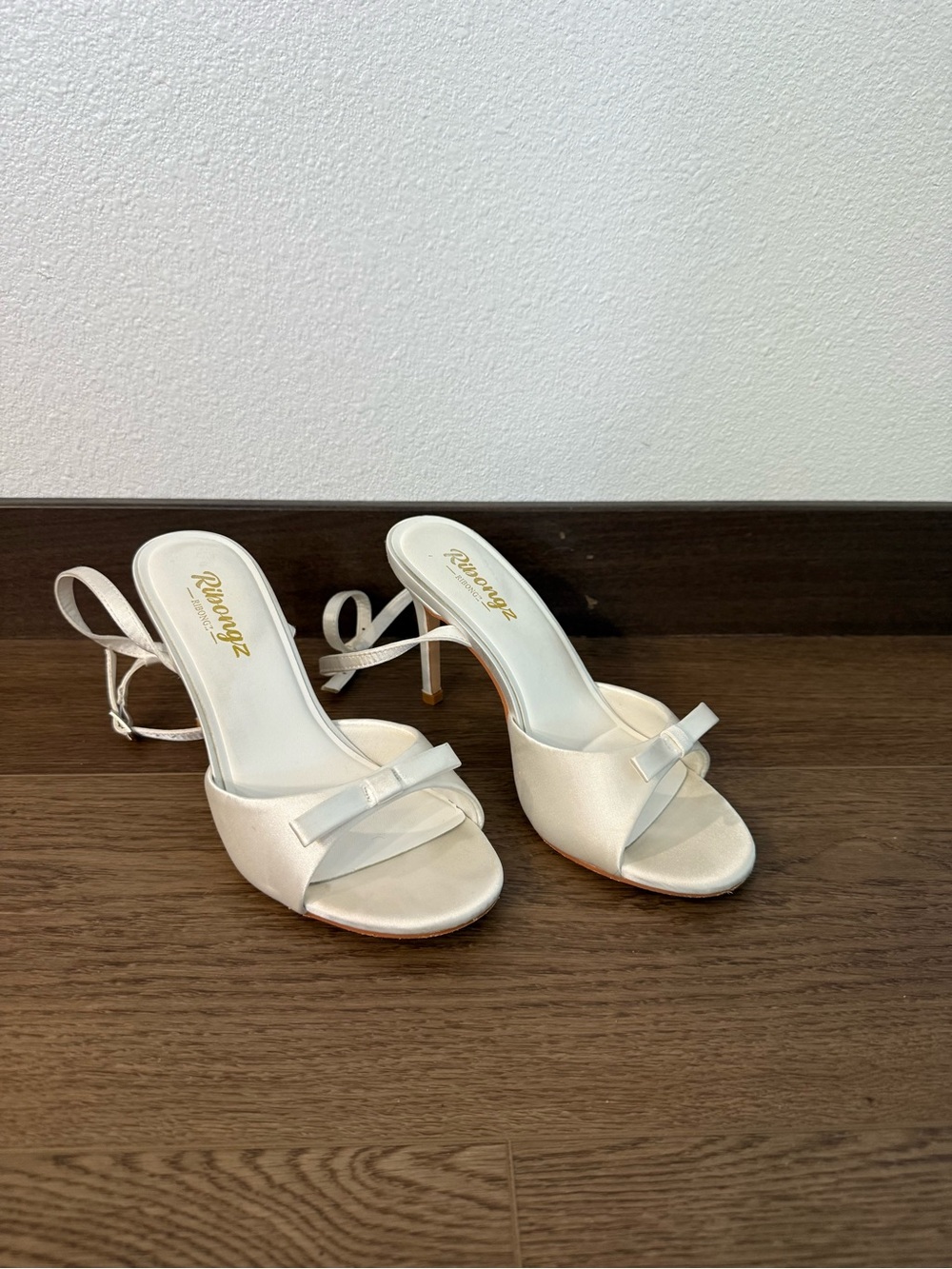 Ivory Satin Bow Heels